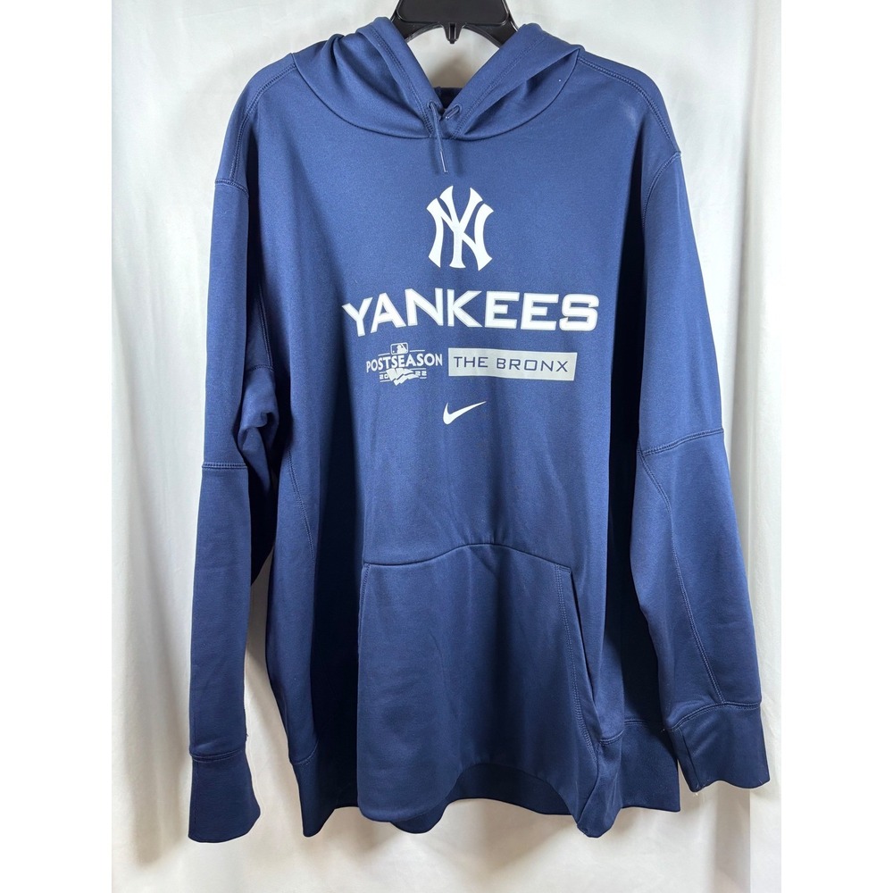 Nike Mens New York Yankees 2022 Postseason Hoodie Navy Blue XXL Therma-FIT MLB